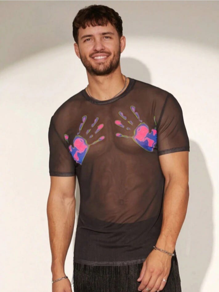 Zudo Men's Digital Print Crew Neck Short Sleeve Graphic T-Shirt